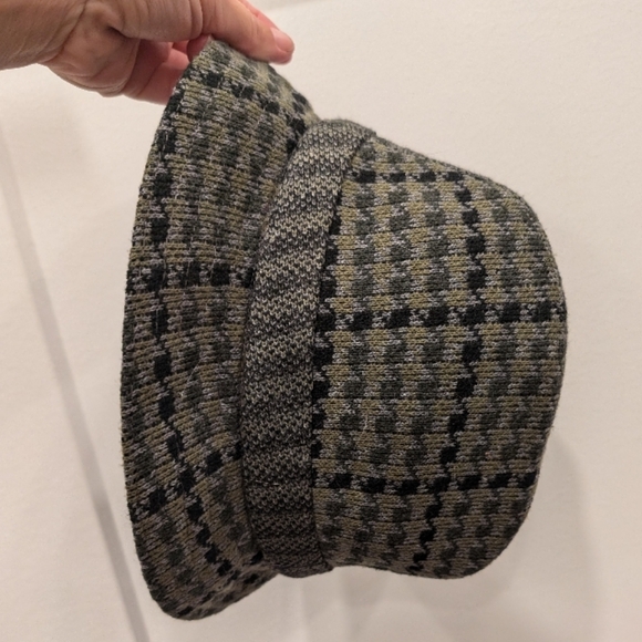 KANGOL Green and Black Checkered Tweed Bucket Hat - Picture 4 of 11